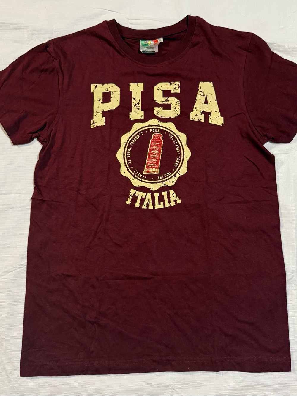 Maroon Pisa Italia Graphic Tee men’s size M